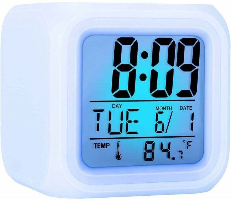 Reloj despertador digital con 7 colores cambiantes y luz LED nocturna, despertador de noche con luces para niños, regalo...