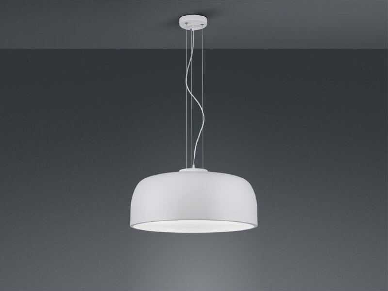 Große Pendelleuchte BARON mit Lampenschirm Metall Weiß, Ø 52cm