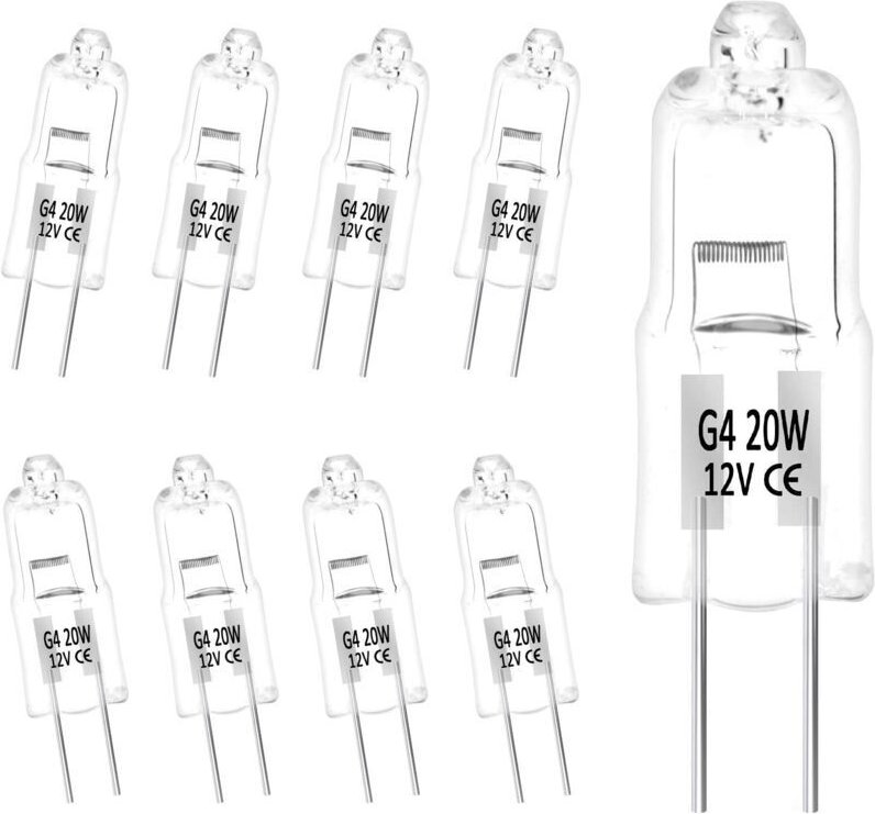 G4-Halogenlampen, warmweiß, 12 V, 20 W, Halogen-Stiftsockellampe, dimmbar, Niederspannung, klare Kapsellampe, 10