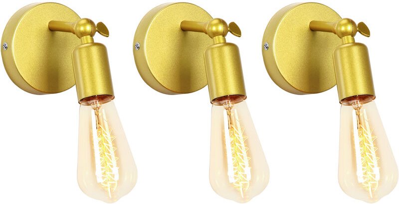 Wandleuchte, Moderne 180 Degree Einstellbar Einfach Wandlampe aus Metall für Schlafzimmer Wohnzimmer Esszimmer Gelb 3PCS