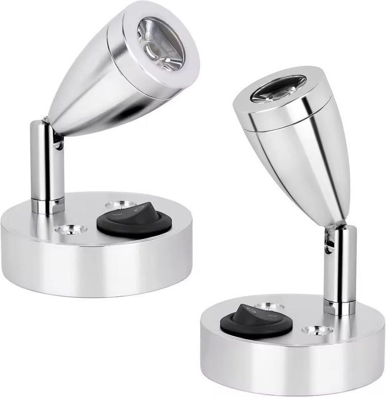 2er-Pack, eine warmweiße und eine kaltweiße LED-Leselampe, LED-Spot für den Innen- und Außenbereich, silberfarben