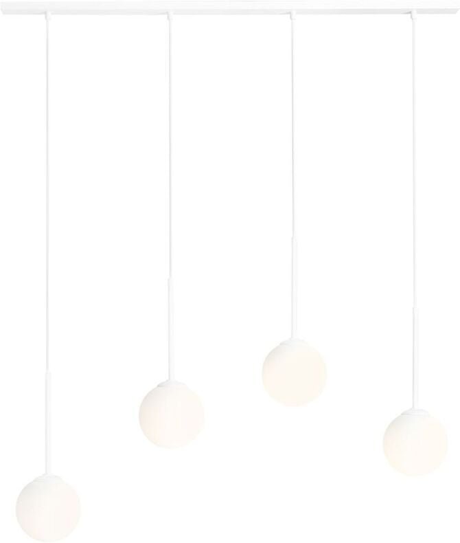Pendelleuchte Metall Glas H: max. 120 cm Weiß E14 4-flammig Kugel Schirm Modern