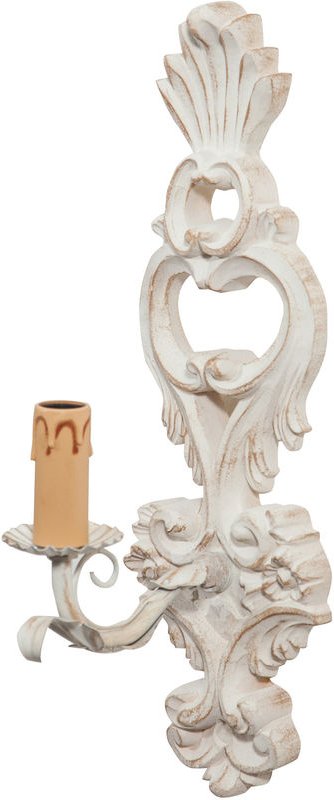 Biscottini - Shabby Wandleuchte aus Holz und Eisen, antikweiß, Made in Italy