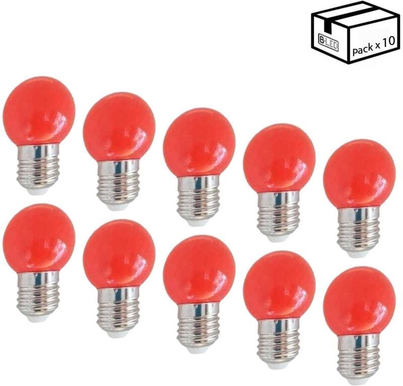 Packung mit 10 E27 1W LED-Glühbirnen 1 Farbe