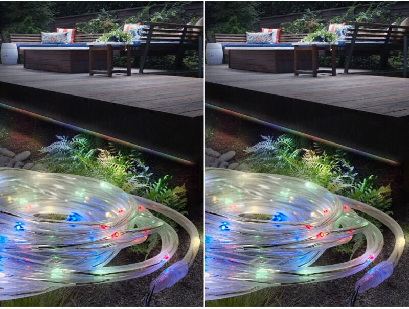 2er Set LED Solar Lichtschlauch für Außen mit RGB Beleuchtung, Länge 4,9 Meter