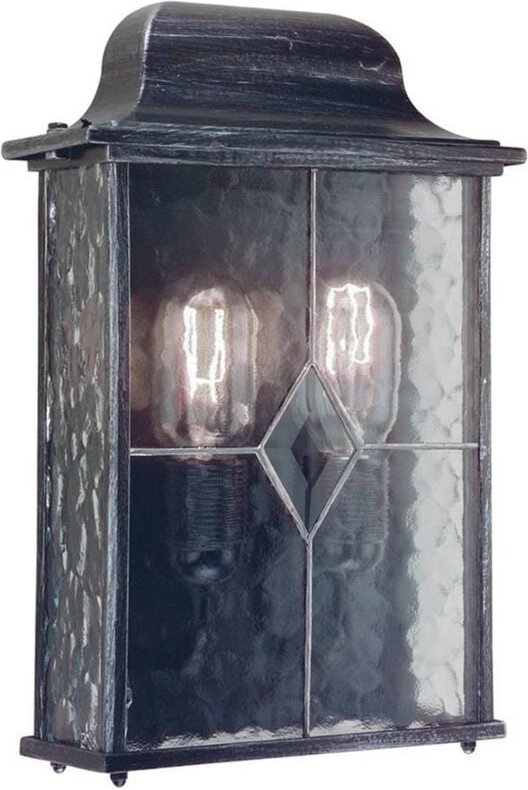 Elstead - Wexford - 2 Licht Außenwand Halblaterne Hell Schwarz Silber IP43, E27