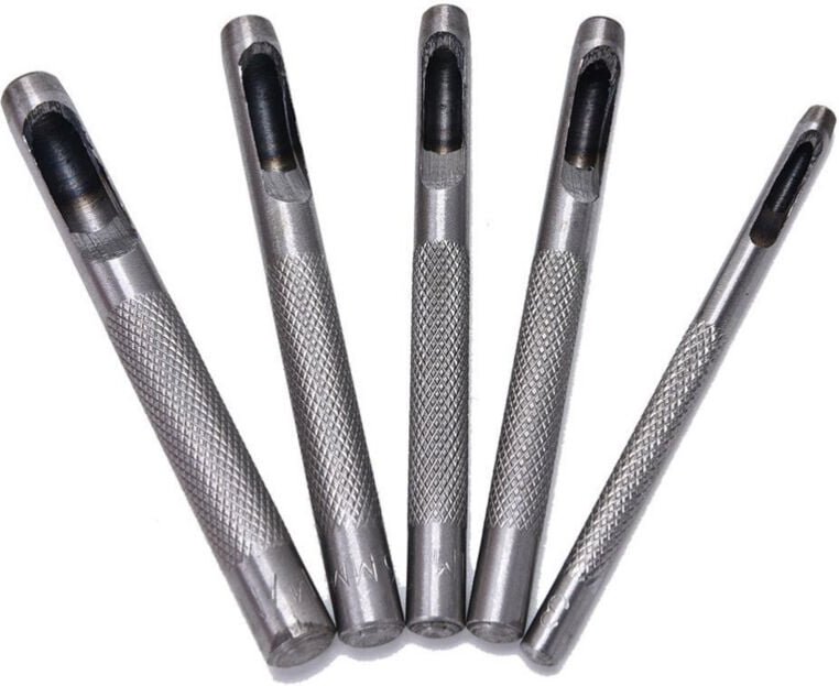 Trade Shop - STAHLMATRIZEN-SET 5 STÜCK FÜR LEDER, BLECH, STOFF, KUNSTSTOFF, HOLZ -