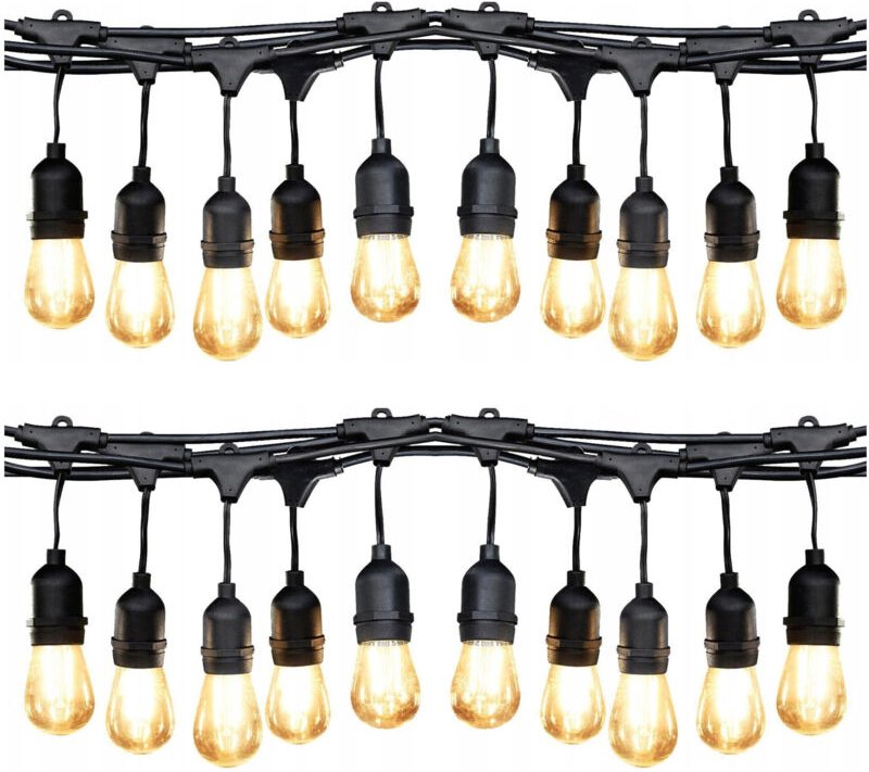 Gartenlichterkette 10m mit Glühbirnen, Gartenlichterkette für draußen