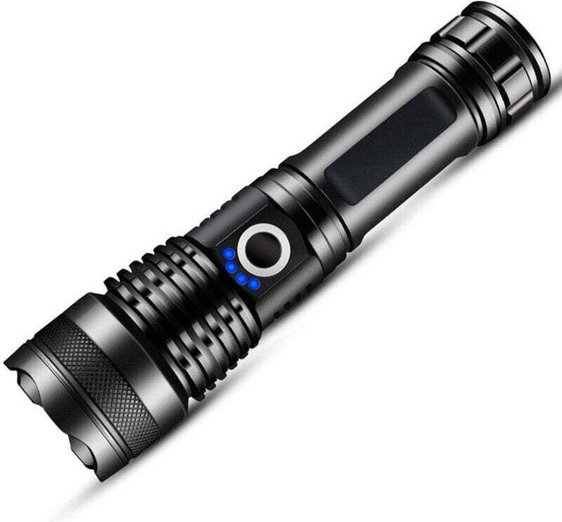 Ultrastarke LED-Taschenlampe, wiederaufladbar, 10.000 Lumen, taktisch, USB 5 Modi, IPX5 wasserdicht, zoombar und stoßfes...