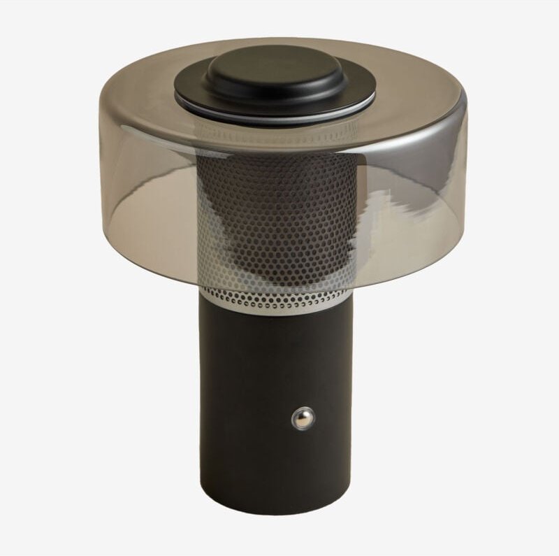 Sklum - Kabellose LED-Außentischleuchte Elfriede aus Glas und Stahl Schwarz