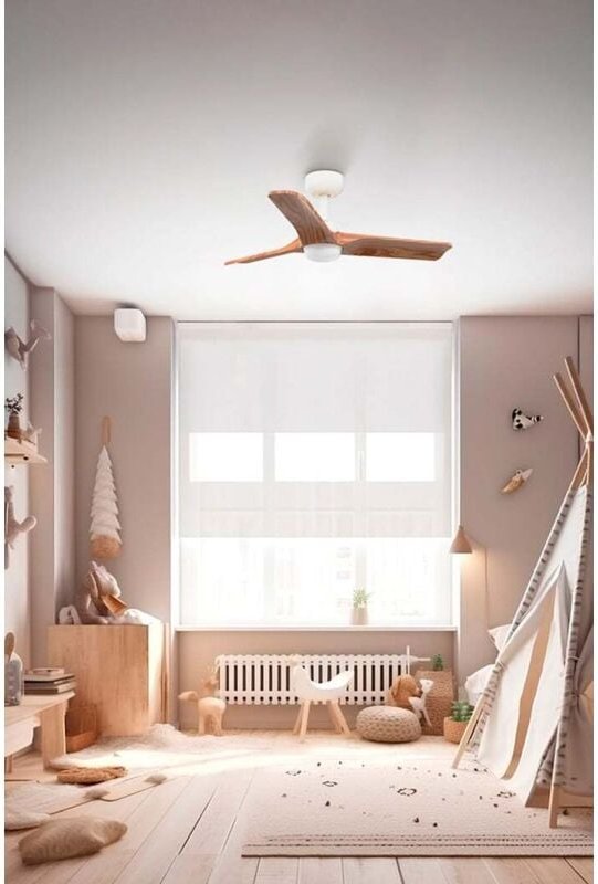 Faro Barcelona - heywood s Ventilator mit Licht weiß/Holz heywood s Ventilator mit Licht weiß/Holz