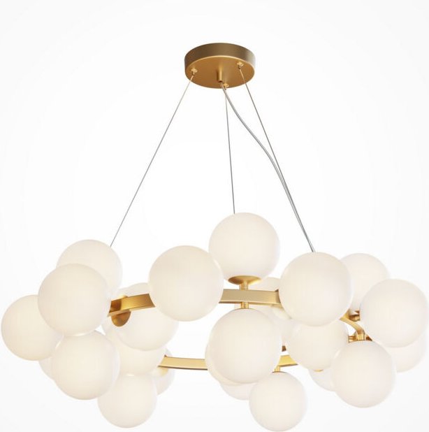Thumbnail - Dallas Moderne 25-flammige Kugel-Pendel-Deckenleuchte Gold, Schirm mattweiß, G9 - Maytoni