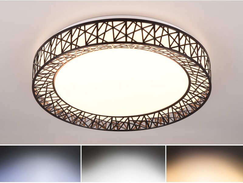 Reality Leuchten - led Deckenleuchte cluster dimmbar mit Fernbedienung flach Schwarz, ø 48cm