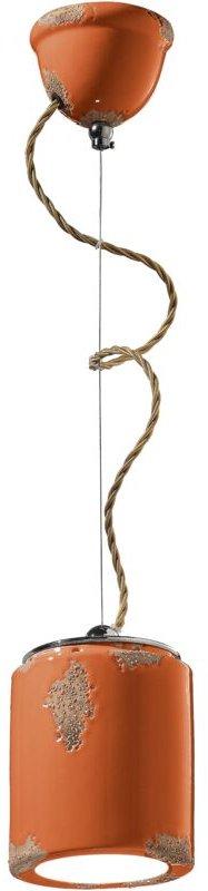 Pendelleuchte Keramik d: 12,5 cm h: max. 114 cm Orange Shabby Antik E27 rund Vintage Design