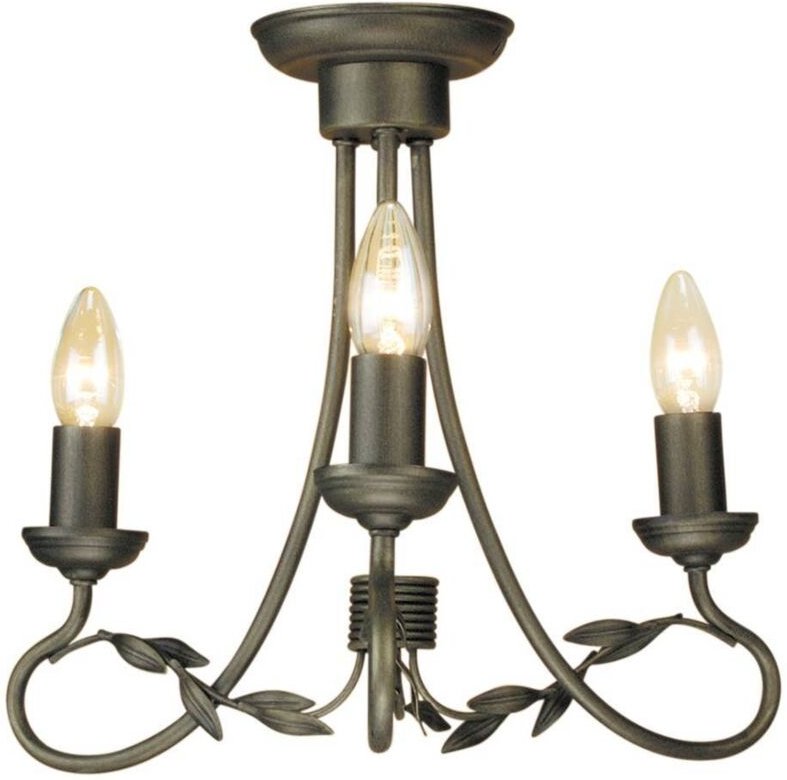 Elstead - Olivia - Kronleuchter 3 Hellschwarz, Goldfinish, E14