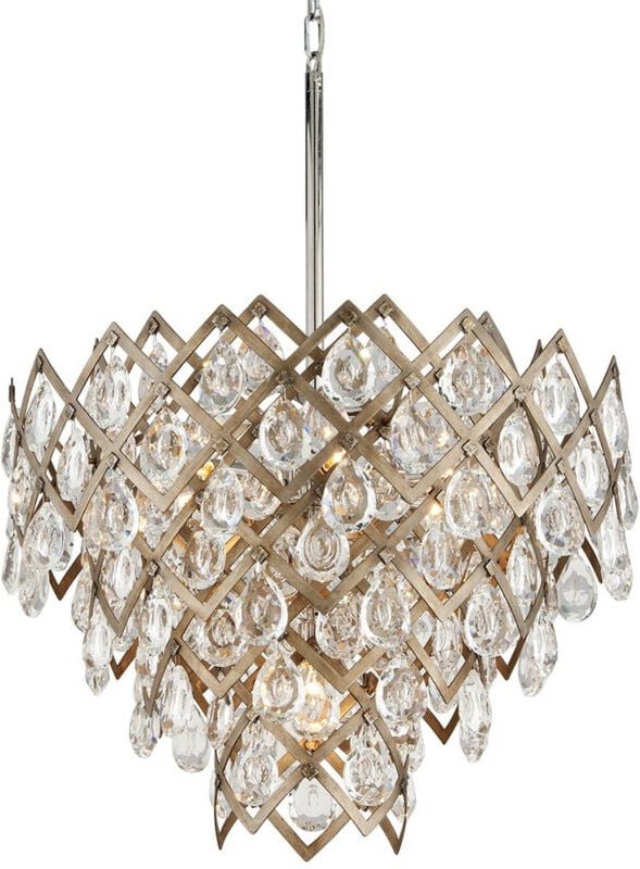 Tiara 7-flammige Pendelleuchte Wiener Bronze, Kristall