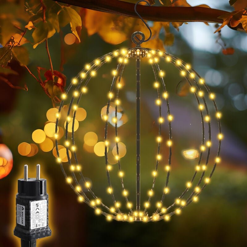 SALCAR LED Weihnachtsdeko Lichterkette Außen, 30cm 120 LED Hängende Kugel Lichter, Wasserdichte Weihnachtsbeleuchtung mi...