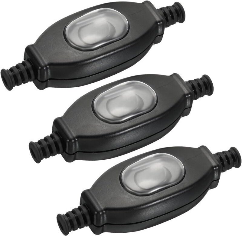 3 Stück wasserdichte Inline-Kabelschalter, Wippschalter für Kabellampen Ein/Aus, Geräteschalter