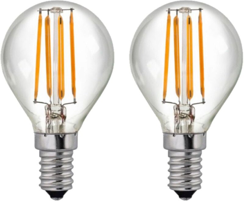 2er-Pack LED-Glühbirnen mit sphärischem Filament E14 4W Equi.40W 470lm 2700K 25000H 7hSevenOn Premium
