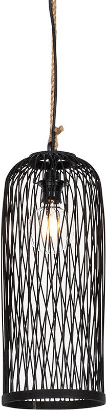 Ländliche Außenhängelampe aus schwarzem Rattan 25 cm - Calamus