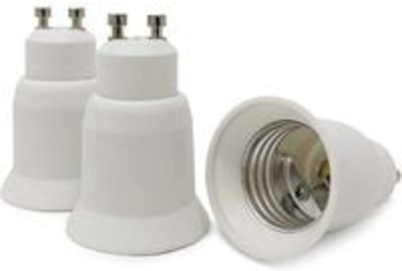 Set mit 3 Lampensockeladaptern – Weiß – GU10 auf E27 Sockel – Fassungsadapter für energiesparende LED-Halogenlampen