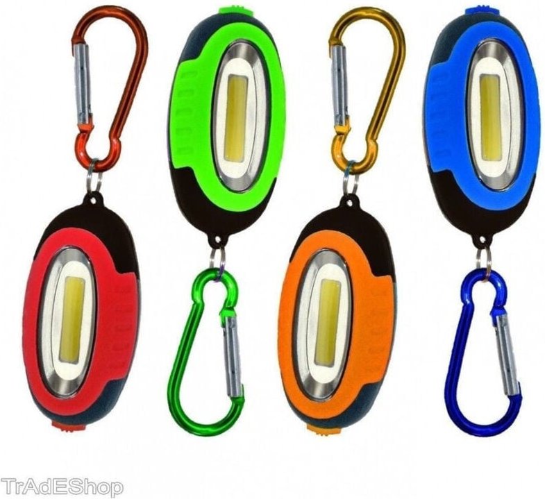 Thumbnail - Trade Shop - MINI TORCIA 3 LED COB LUCE BIANCA ROSSA SMD PORTACHIAVI MIT TORCIA UND GANCIO -