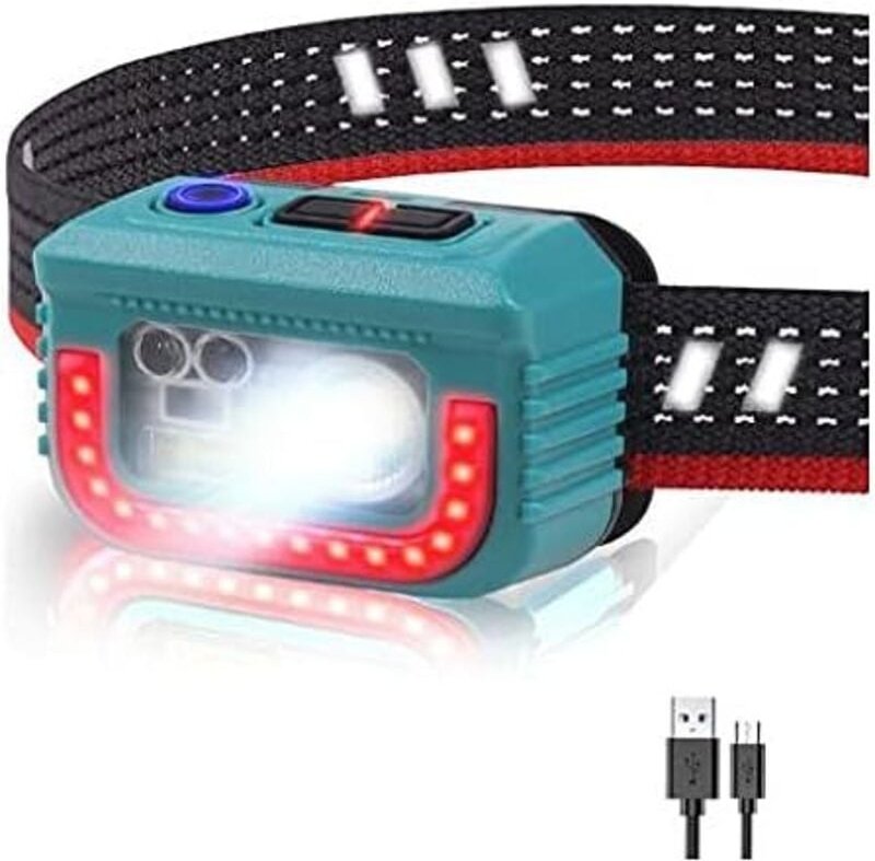 Wiederaufladbare Stirnlampe mit 3-Licht-Bewegungssensor, 7 Leuchtmodi und wasserdichter Ausführung