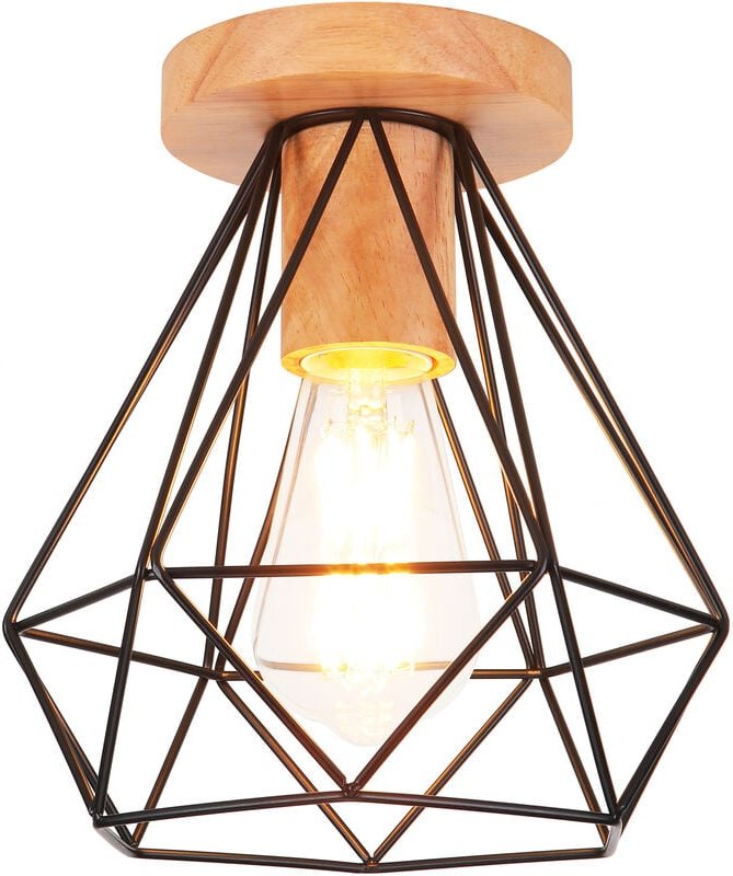 Axhup - Diamant Deckenlampe Metall Hölzern Leuchter Moderne E27 Deckenleuchte für Schlafzimmer Badezimmer Korridor Schwa...