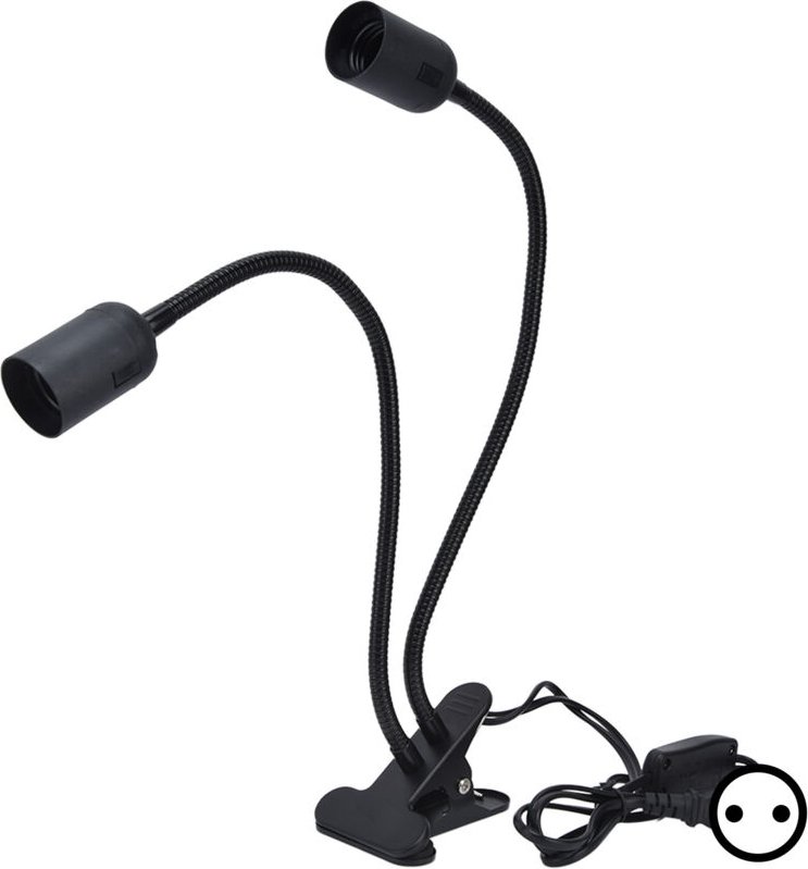 Eosnow Tischlampenhalter E27/E26 Black Double Headd 360 Grad einstellbares haltbares Material Clip 100‑240VEU -Stecker