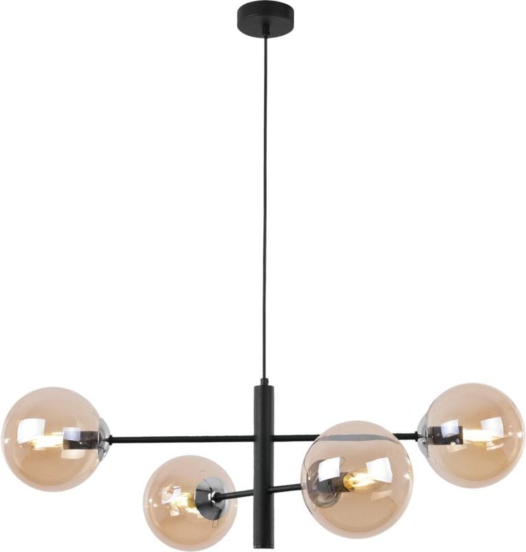 Vicenza Hängelampe Schwarz Chrom 4 Flache Honiglampe E14