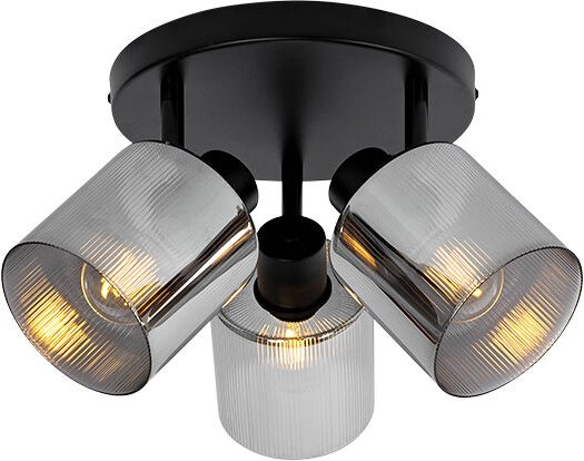 Deckenstrahler schwarz mit Rauchglas rund 3-flammig verstellbar - Laura