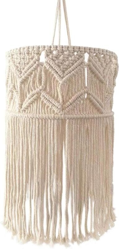 Abat-jour en dentelle, style bohème, tissé, suspendu, 30 x 75 cm, style campagne, pour bureau, chambre, salon, chambre d...