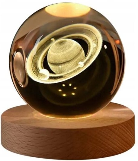3D Glas Ball Nachtlicht 6cm USB Powered für Kinderzimmer Planeta