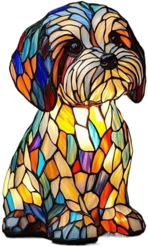 Gartenstadl Leuchthund - handgefertigte Lampe, die Herzen erstrahlen lässt(Malteser)