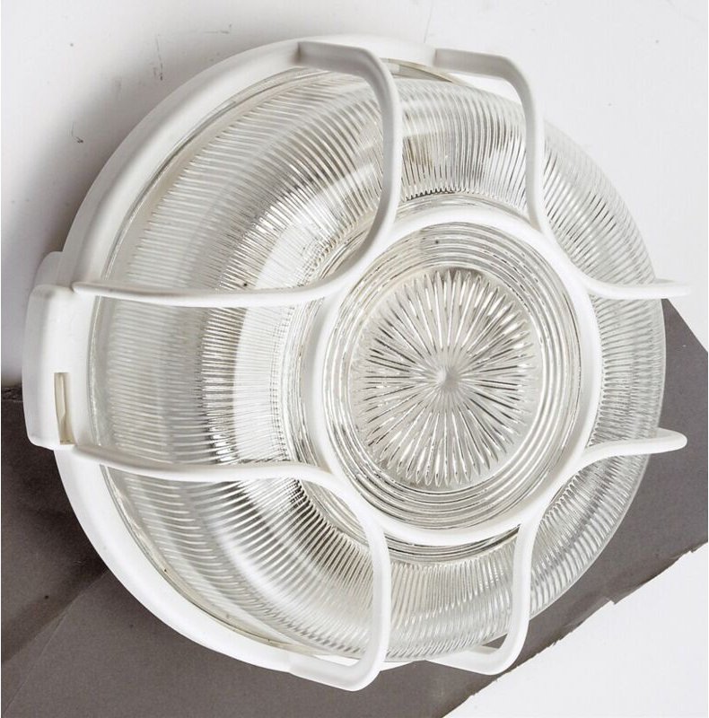 E27 Bullauge + Gitter, ohne Leuchtmittel, rund, weiß CENTRALE BRICO