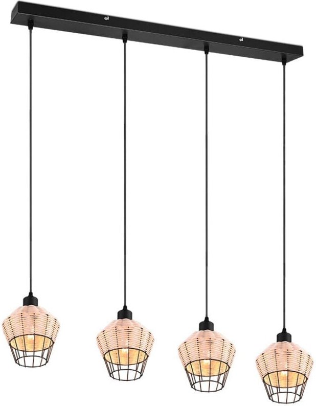 Reality Leuchten Pendelleuchte Borka schwarz-natur 95 x 17,5 cm E27 40 W Pendelleuchten