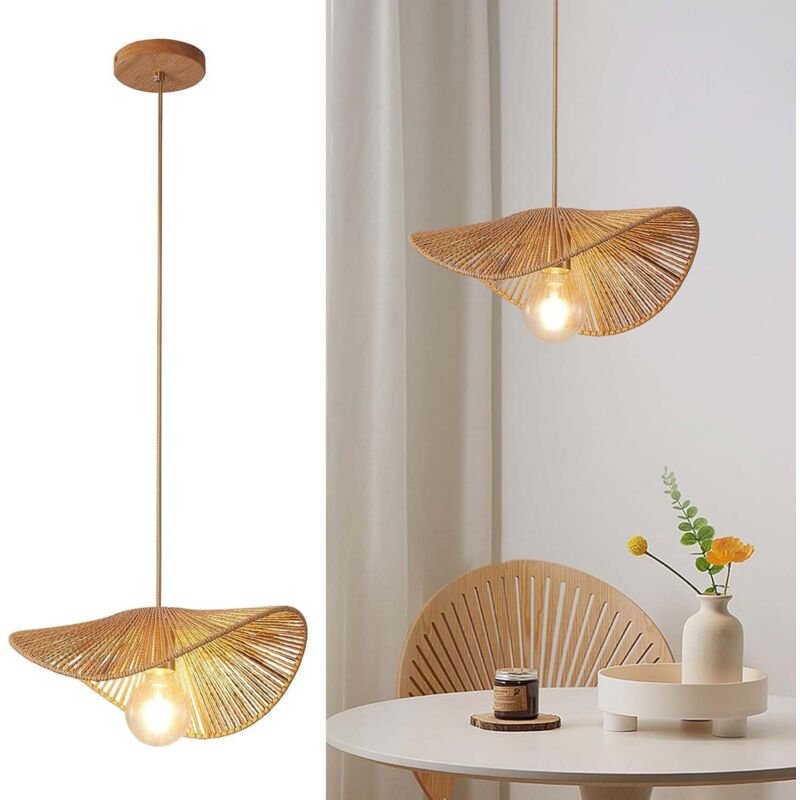 2er Set Handgefertigte Boho Hängelampen Modern, Dekorative Pendelleuchten Stil Natürlich für Schlafzimmer Wohnzimmer Ess...
