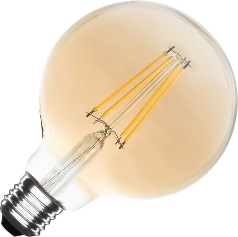 Efectoled - LED-Glühbirne Filament E27 8W 750 lm Dimmbar G95 Gold No Flicker 2700K Warmweiß