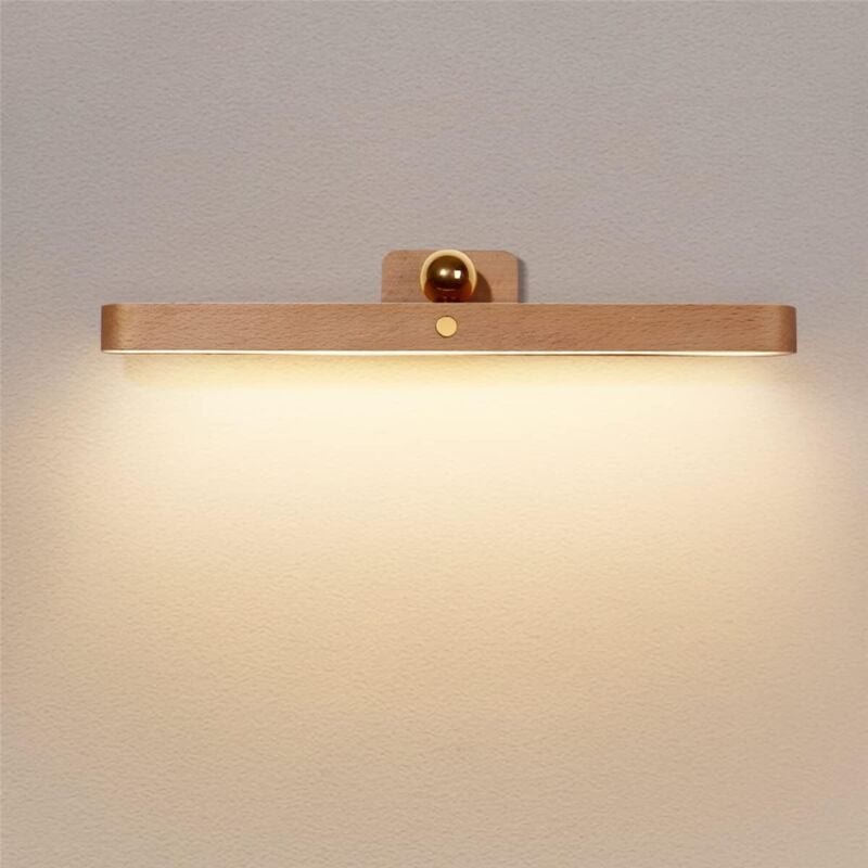 Dimmbare LED-Wandleuchte aus Holz mit Touch-Schalter, wiederaufladbares Nachtlicht für Schlafzimmer oder Küche