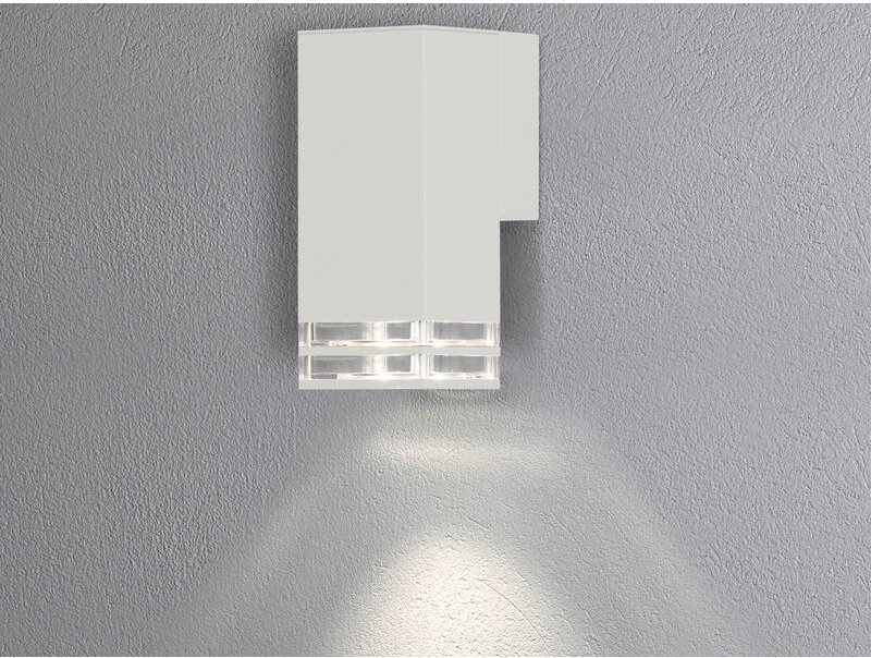 Meinewunschleuchte - led Außenwandleuchte alu Down Light Weiß Effektstreifen IP44, Höhe 19cm