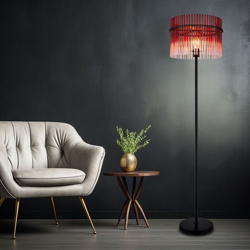 Globo Lighting - Stehlampe Retro Stehleuchte Glasstäbe brombeer rot Wohnzimmerlampe Schlafzimmerleuchte, 1x E27, DxH 38 ...