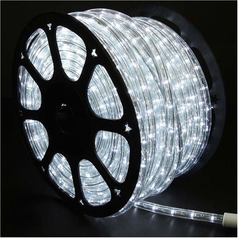 Trade Shop Traesio - Trade Shop - 50 meter kaltweisse led-lichtschlauch für den aussenbereich controller 8 lichtspiele -