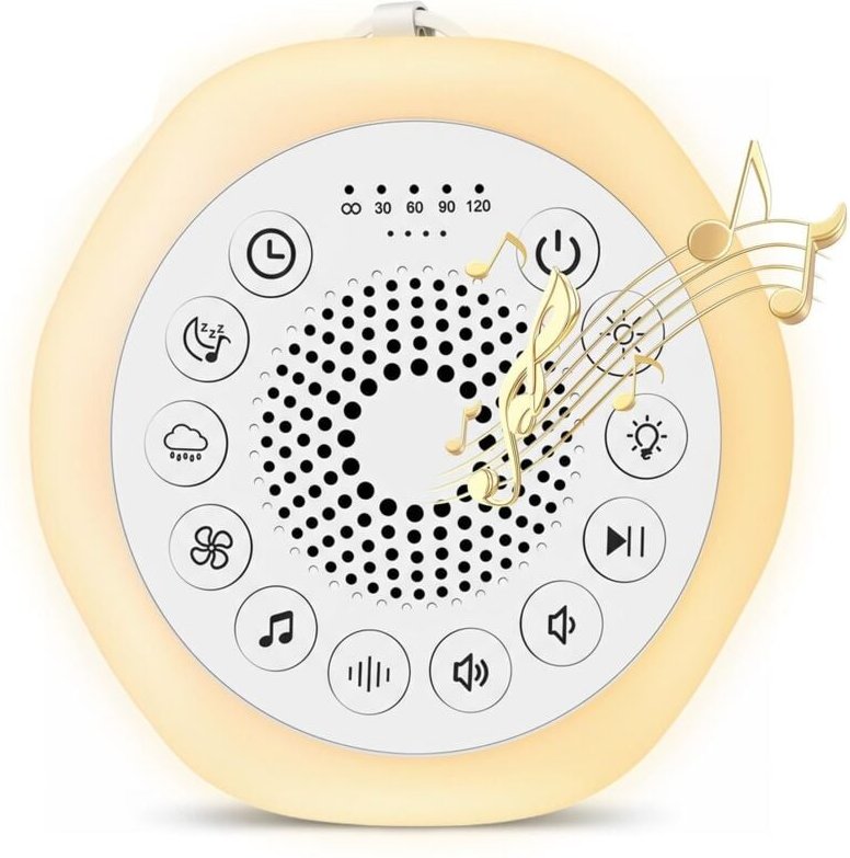 Baby-Weißrauschgerät, tragbares Weißrauschgerät mit 27 beruhigenden Klängen, Nachtlicht und Timerfunktion, kabelloses Ge...