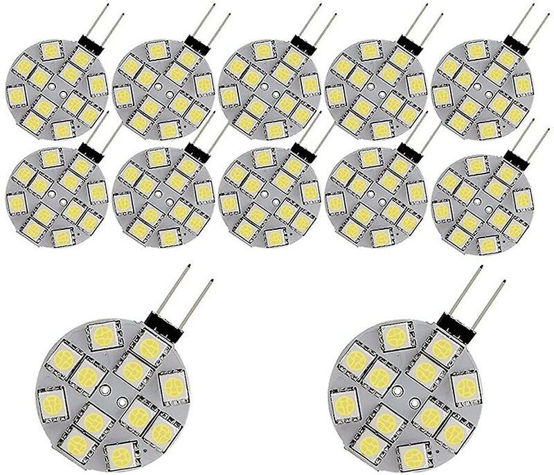 Woosien - 12 Stück G4-Leuchten, LED-Seitenstiftsockel, rund, G4 5050, 12 smd, LED-Wohnmobil-Licht, Heim-Leselicht, weiß