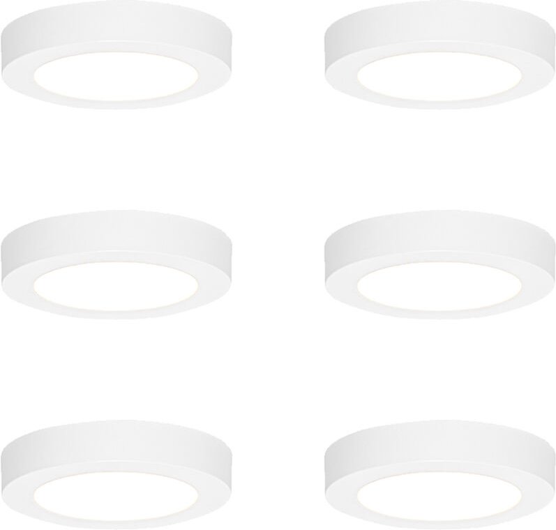 Set mit 6 Einbau- oder Aufbauspots weiß 14 cm inkl. led 3-Stufen-Dim-to-Warm - Trans