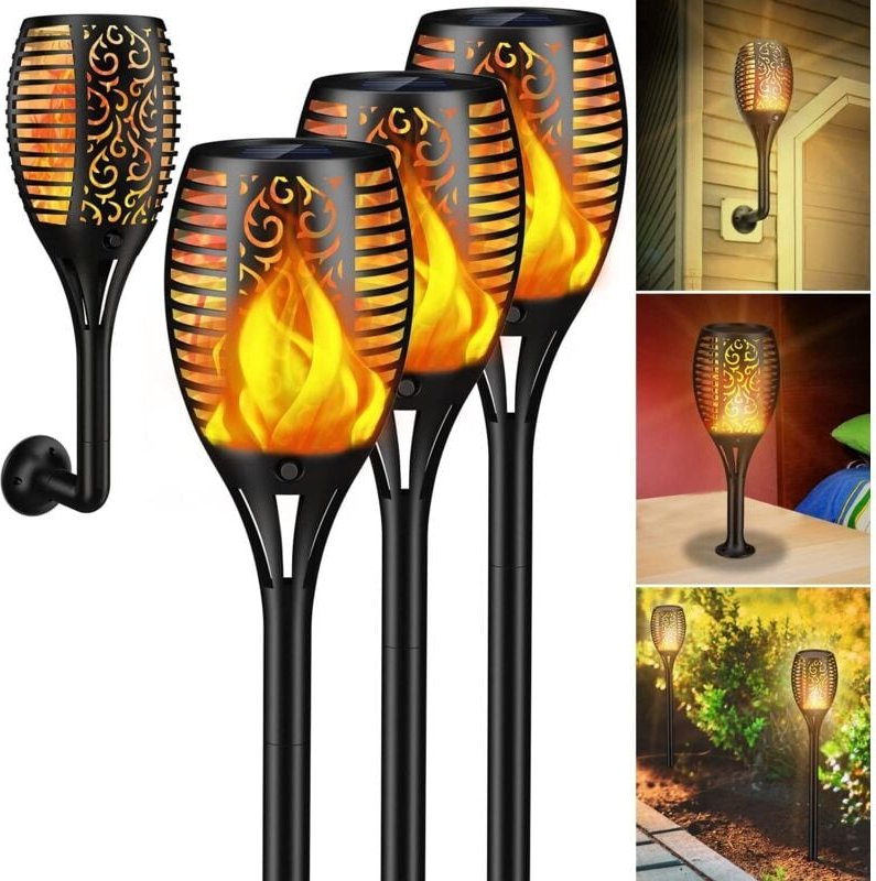 Vtizikl Lampes Solaires de Jardin d'extérieur Avec Flammes Solaires étanches IP65, 4 Pièces Lampes Solaires de Jardin Av...