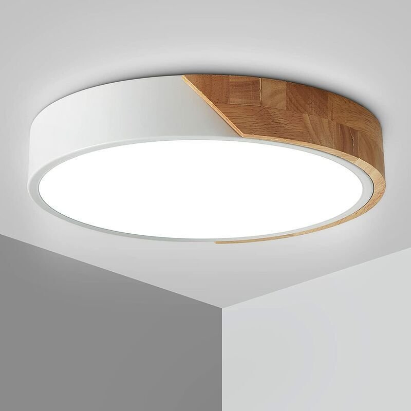 LED Deckenleuchte 24W Holz Deckenleuchte mit Fernbedienung Dimmbare Helligkeit Moderne Schlanke Runde Badezimmer Leuchte...