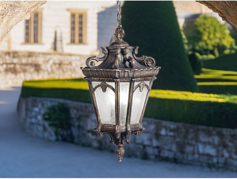 Meinewunschleuchte - Extra große antike led Hängelaterne Aluminium Bronzefarbig, ø 43cm