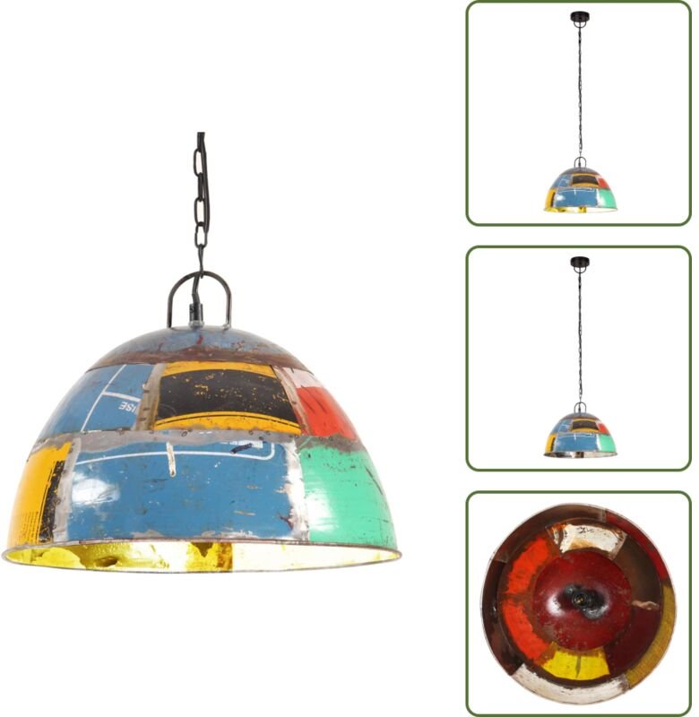The Living Store Hängelampe Vintage Industriestil 25 W Mehrfarbig Rund 41 cm E27 - Hängelampe Vintage