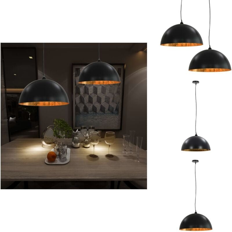 Deckenleuchten 2 Stk. Schwarz und Gold Halbkugelförmig 50cm E27 - Dekorleuchten - Wandlampen - Wohnzimmer Deko - Schlafz...